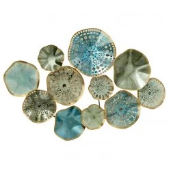 Boltze Décoration murale Tosno - Fer - Turquoise / Doré