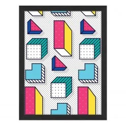 Any Image Tableau déco Memphis - Hêtre massif / Plexiglas - 32 x 42 cm