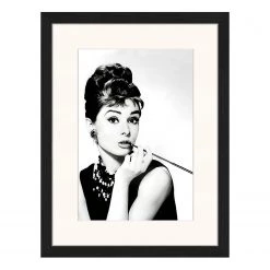 Any Image Tableau déco Audrey Hepburn Smoking - Hêtre massif / Plexiglas - 32 x 42 cm