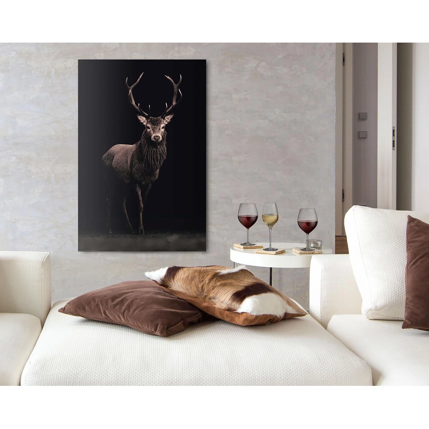 Reinders Tableau déco Hirsch im Licht - Papier / MDF - Marron – Image 2