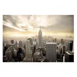 Bilderwelten Tableau déco Manhattan Dawn I - Toile / Épicéa massif - Multicolore - 90 x 60 cm