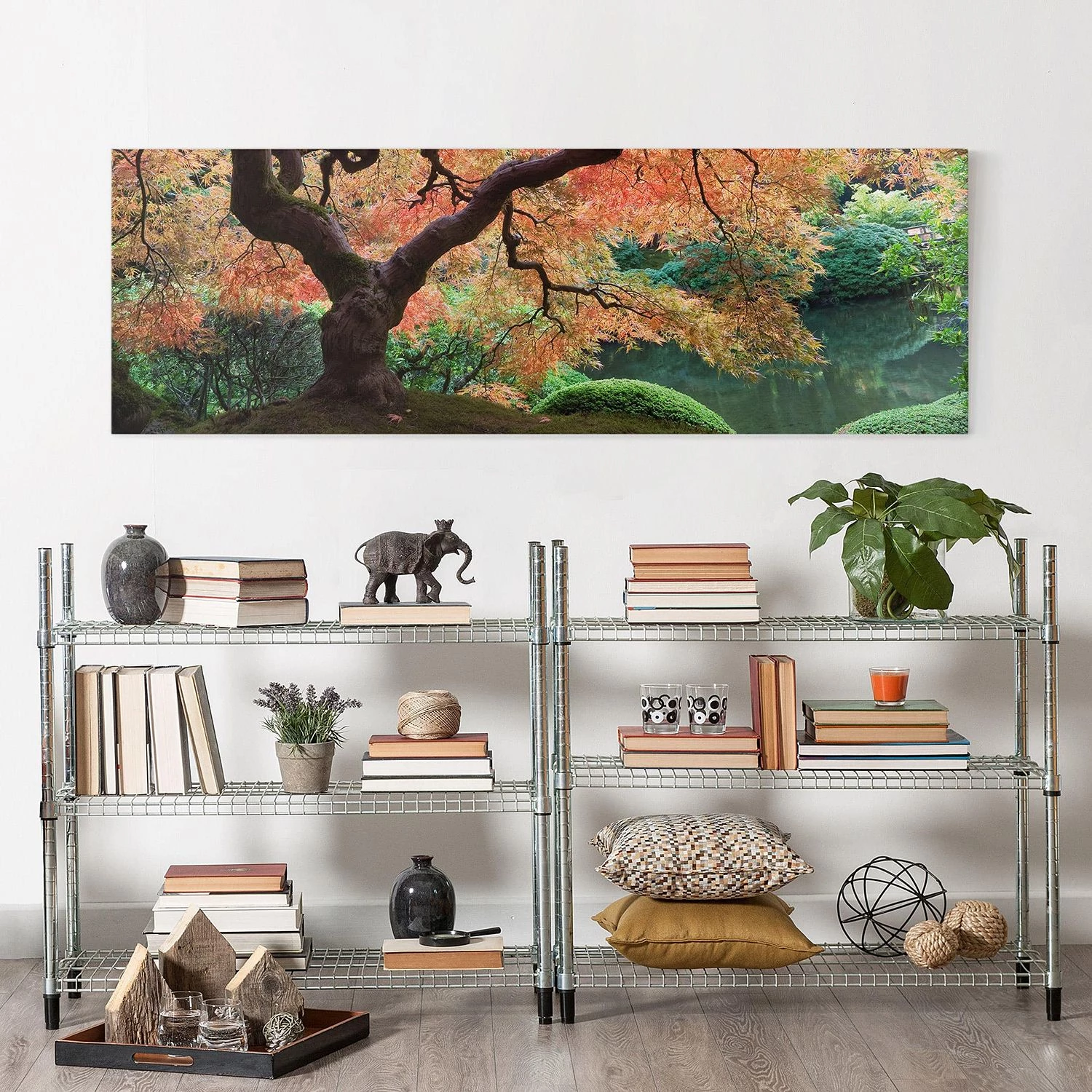 Bilderwelten Tableau déco jardin japonais I - Toile / Épicéa massif - Multicolore - 90 x 30 cm – Image 2