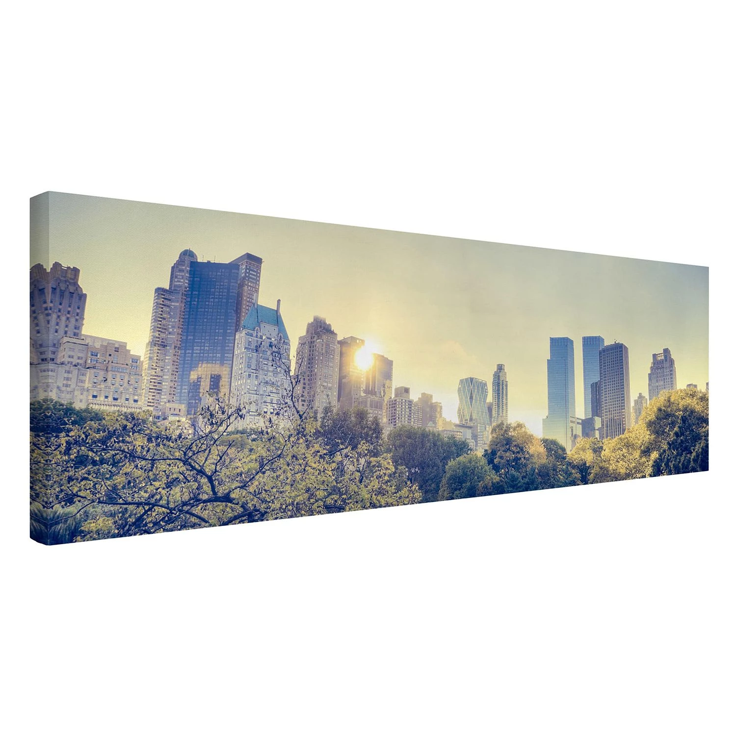Bilderwelten Tableau déco Central Park - New York - Toile / Épicéa massif - Multicolore - 90 x 30 cm – Image 4