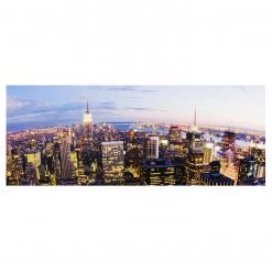 Bilderwelten Tableau déco New York Skyline de nuit - Verre de sécurité ESG - Multicolore - 80 x 30 cm