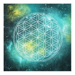 Bilderwelten Tableau déco fleur de vie - Verre de sécurité ESG - Multicolore - 30 x 30 cm