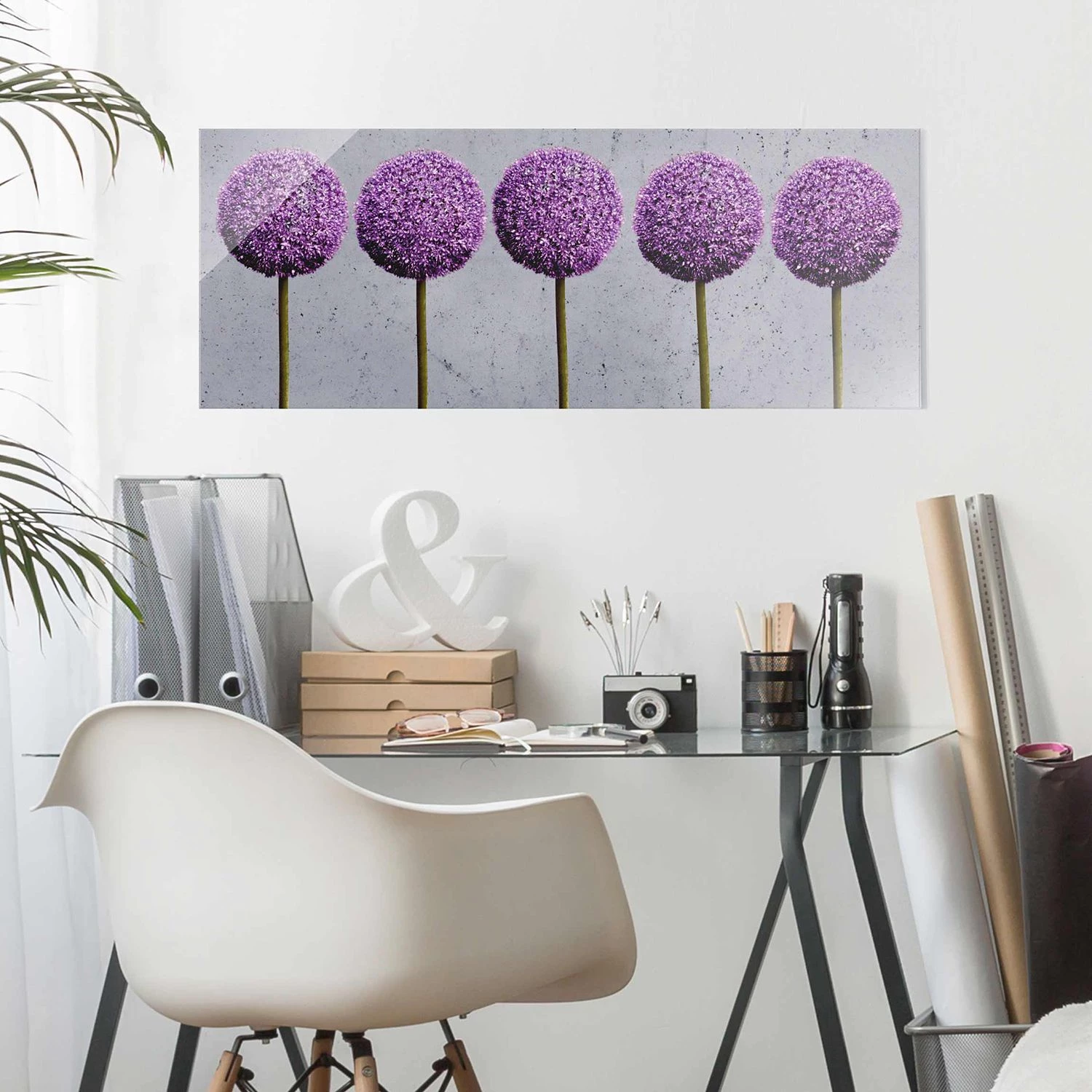 Bilderwelten Tableau déco Allium - Verre de sécurité ESG - Multicolore - 80 x 30 cm – Image 3