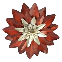 Twentyfour Déco murale Villette - Fer - Rouge - Diamètre : 45 cm