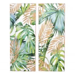 Twentyfour Tableaux déco Carola (2 éléments) - Sapin massif - Vert / Naturel / Beige