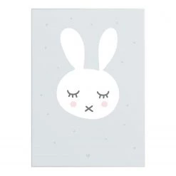 Reinders Tableau déco Lapin endormi - Matériau dérivé du bois - Bleu clair / Blanc