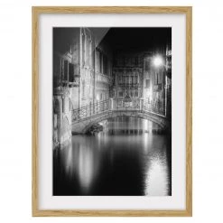 Bilderwelten Impression art pont à Venise IV - Partiellement en chêne massif - Chêne - 40 x 55 cm