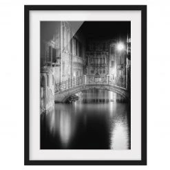 Bilderwelten Impression art pont à Venise I - Pin massif - Noir - 40 x 55 cm