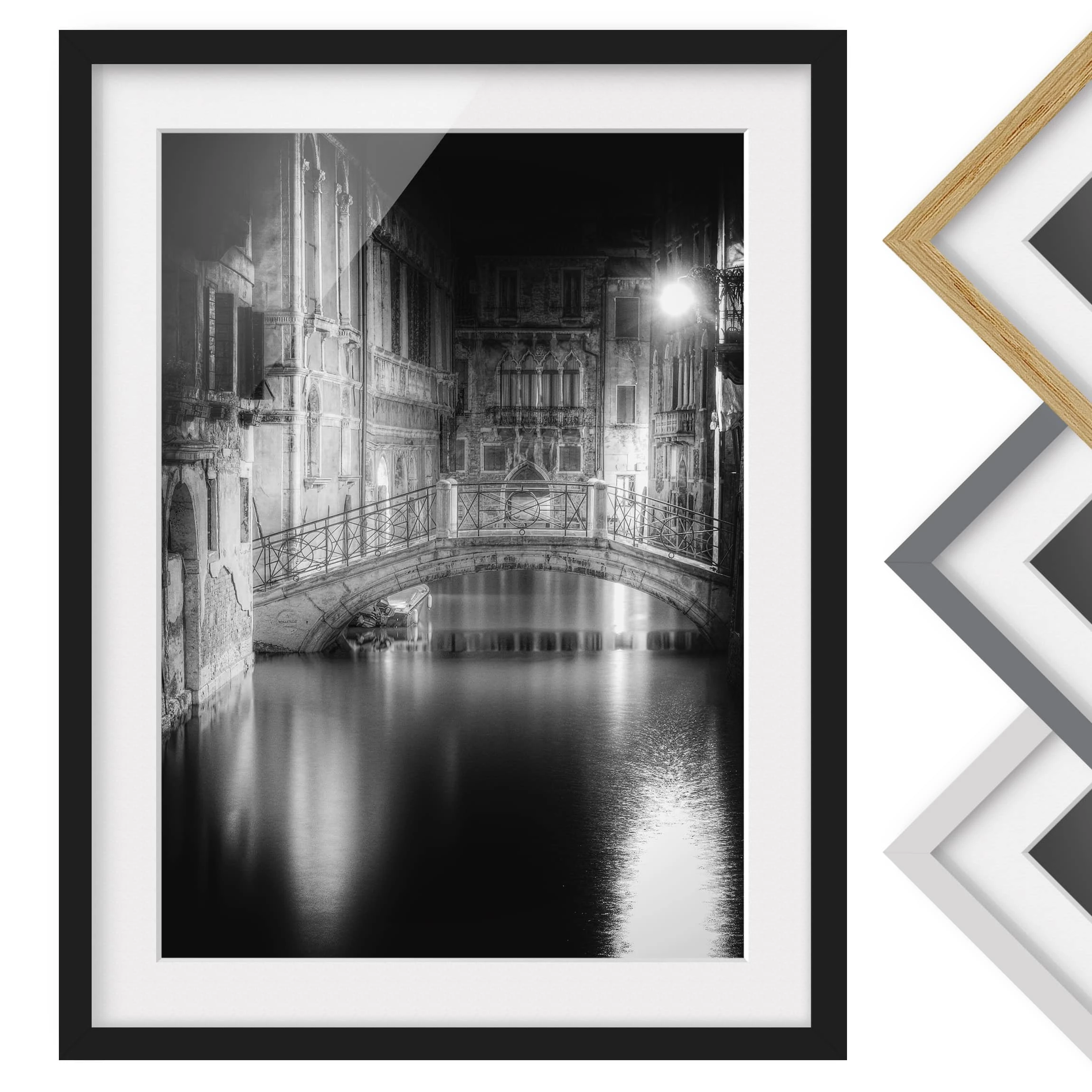 Bilderwelten Impression art pont à Venise I - Pin massif - Noir - 40 x 55 cm – Image 2