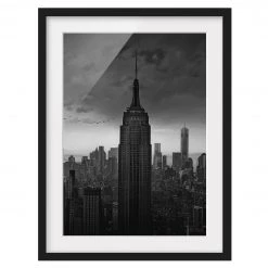 Bilderwelten Tableau déco New York Rockefeller I - Pin massif - Noir - 40 x 55 cm