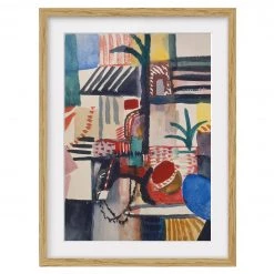 Bilderwelten Impression d’art homme avec un âne IV - Partiellement en chêne massif - Chêne - 70 x 100 cm