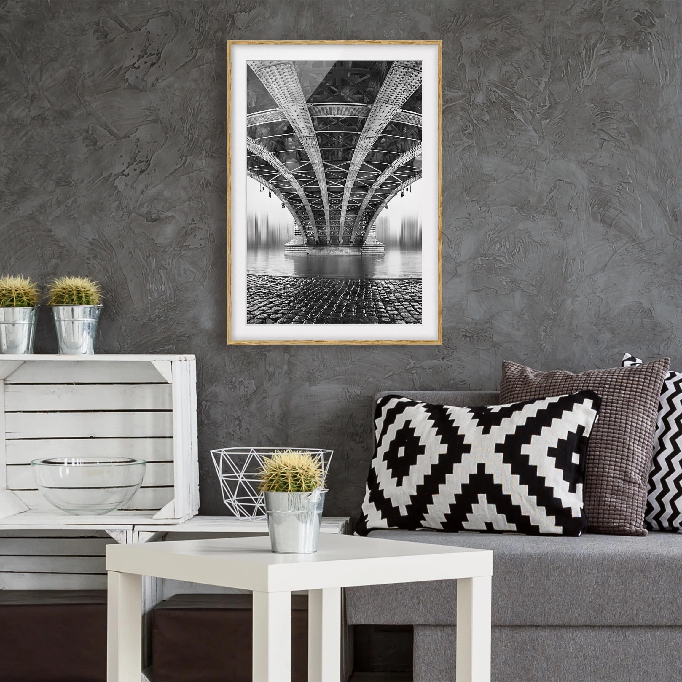 Bilderwelten Tableau déco Under The Iron Bridge IV - Partiellement en chêne massif - Chêne - 50 x 70 cm – Image 5