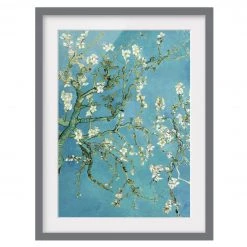 Bilderwelten Impression d’art fleurs d’amandier III - Partiellement en pin massif - Gris - 30 x 40 cm