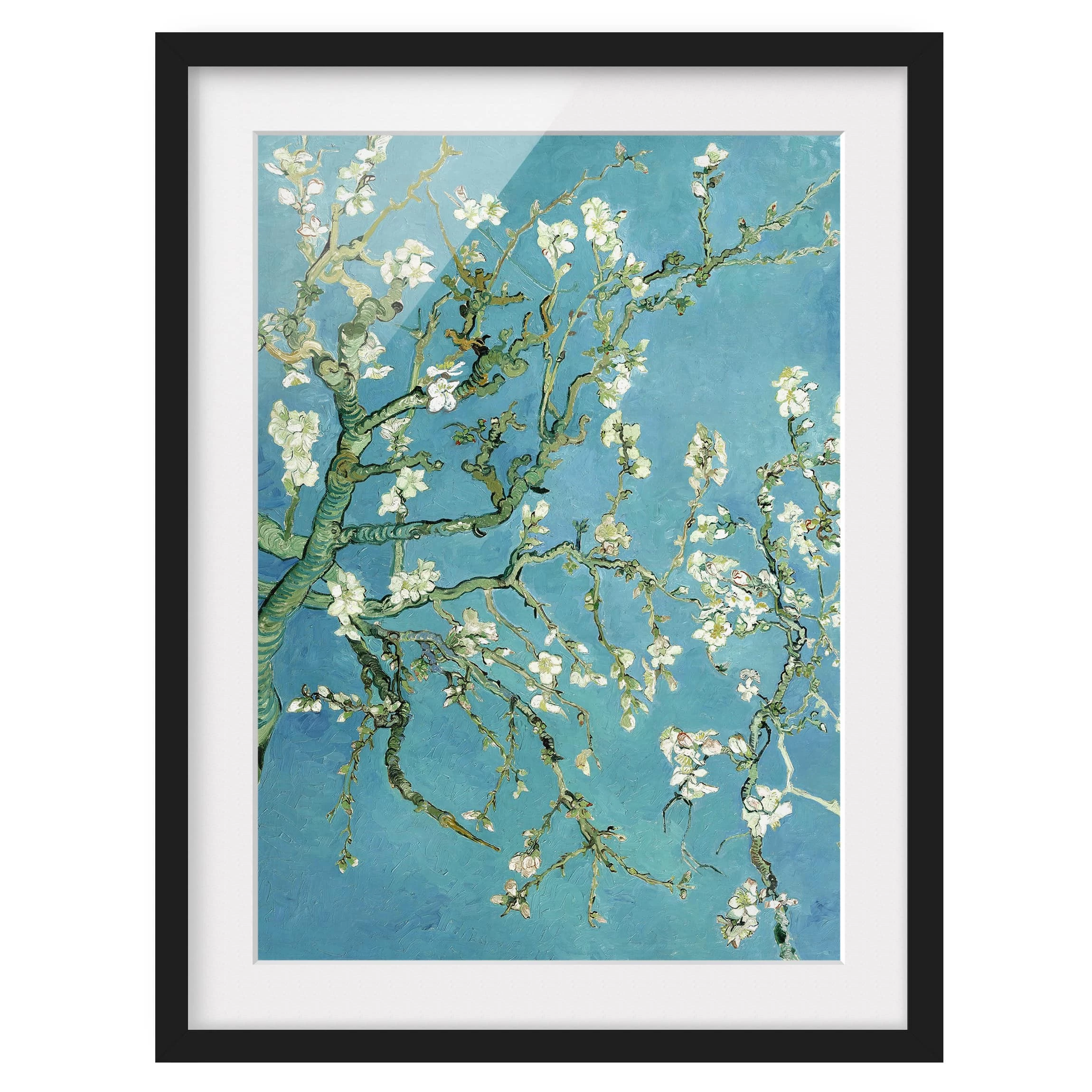 Bilderwelten Impression d’art fleurs d’amandier I - Pin massif - Noir - 70 x 100 cm