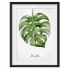 Bilderwelten Impression d’art aquarelle Monstera I - Pin massif - Noir - 40 x 55 cm