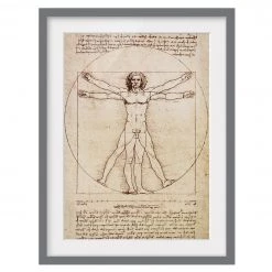 Bilderwelten Impression d’art Léonard de Vinci III - Partiellement en pin massif - Gris - 40 x 55 cm