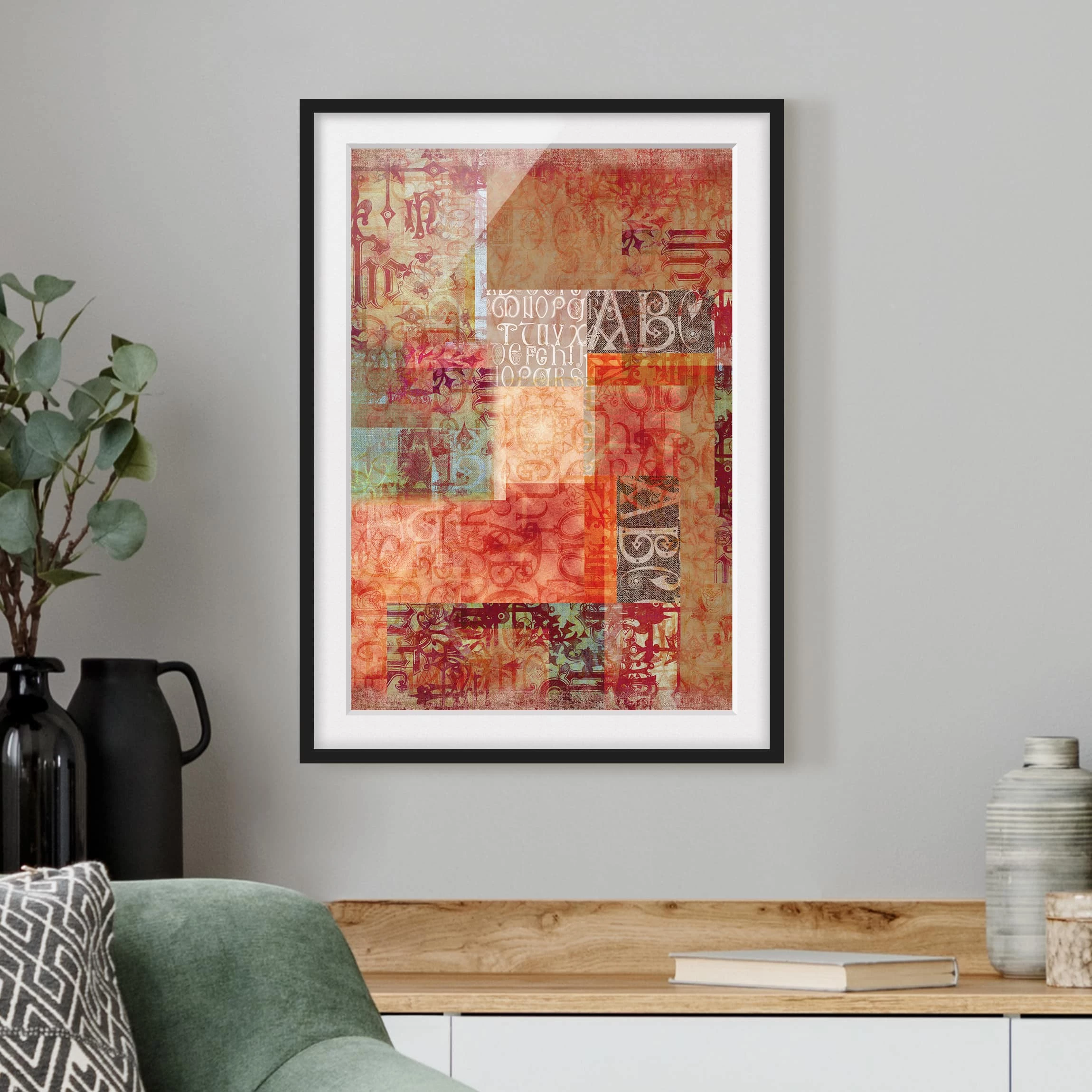 Bilderwelten Impression d’art caractères I - Pin massif - Noir - 70 x 100 cm – Image 4