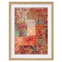 Bilderwelten Impression d’art caractères IV - Partiellement en chêne massif - Chêne - 40 x 55 cm