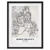 Bilderwelten Tableau déco plan de Copenhague I - Pin massif - Noir - 50 x 70 cm