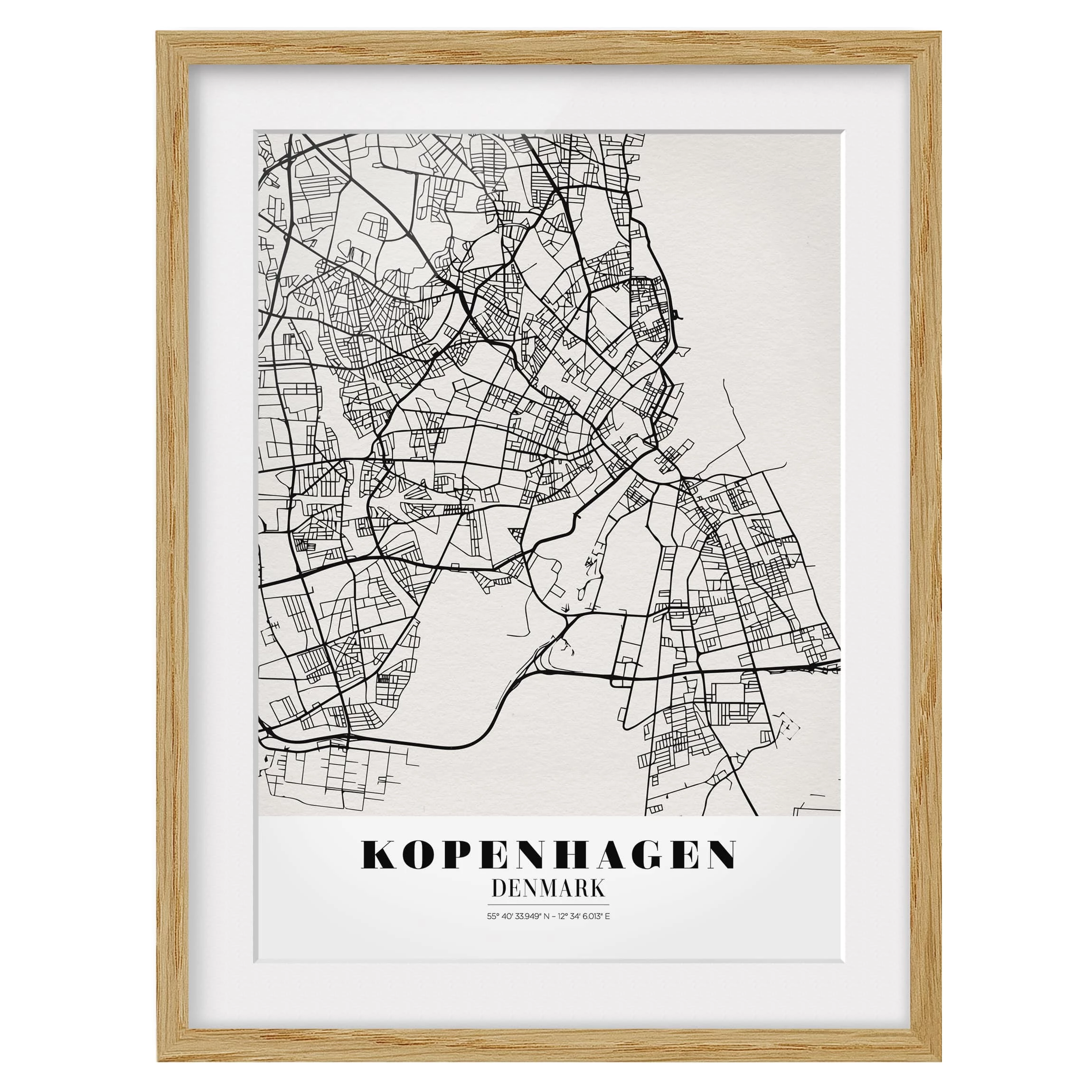 Bilderwelten Tableau déco plan de Copenhague IV - Partiellement en chêne massif - Chêne - 30 x 40 cm