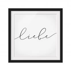 Bilderwelten Impression d’art calligraphie Liebe I - Pin massif - Noir - 30 x 30 cm