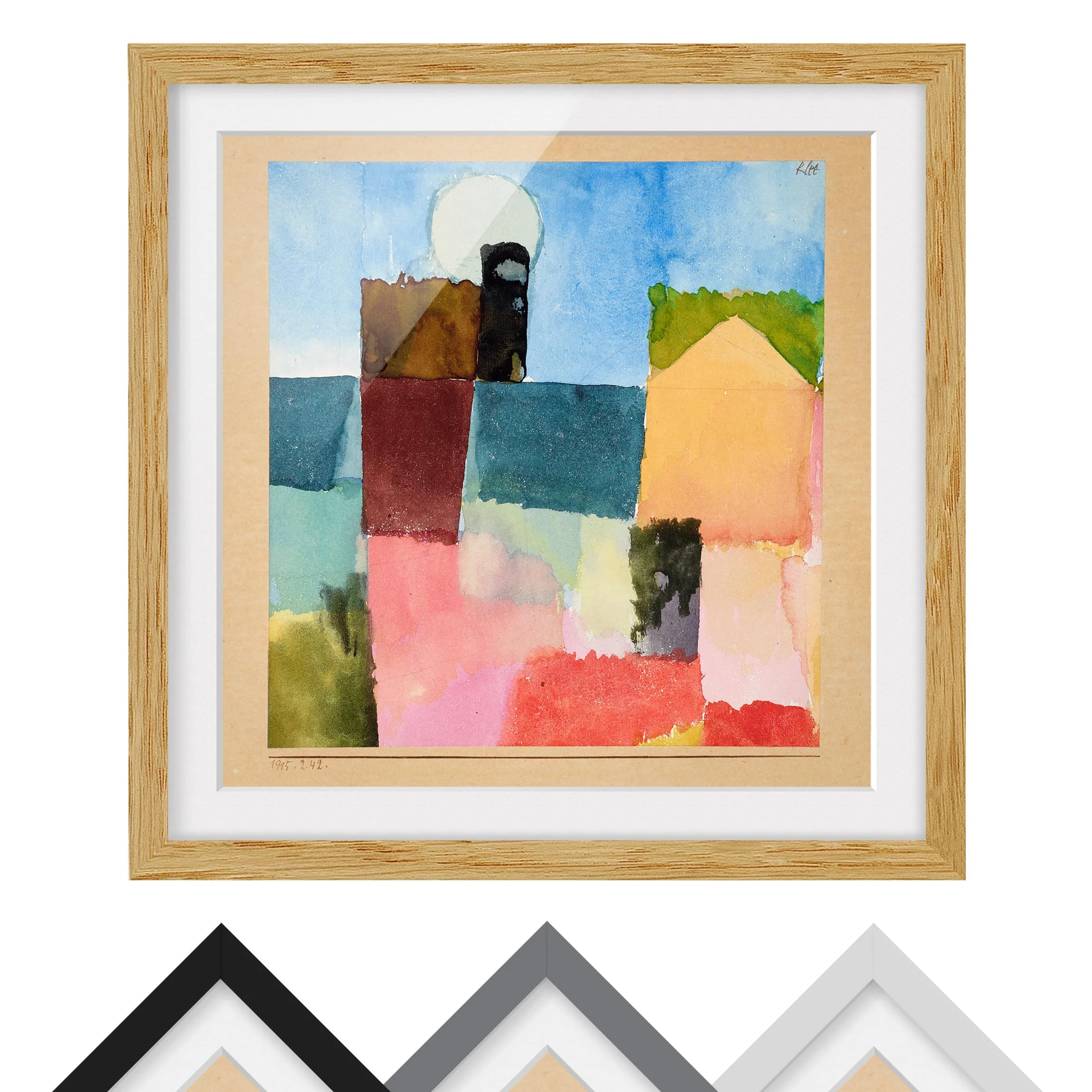 Bilderwelten Impression d’art Lever de lune IV - Partiellement en chêne massif - Chêne - 50 x 50 cm – Image 2