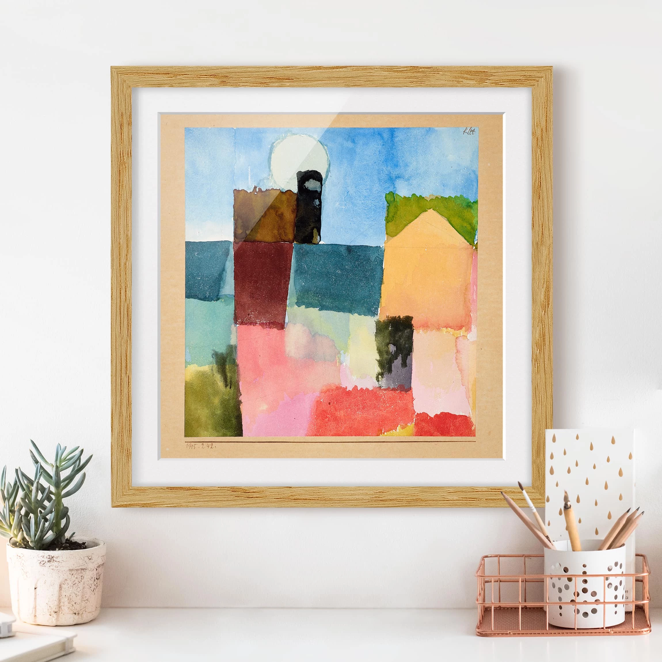 Bilderwelten Impression d’art Lever de lune IV - Partiellement en chêne massif - Chêne - 50 x 50 cm – Image 3