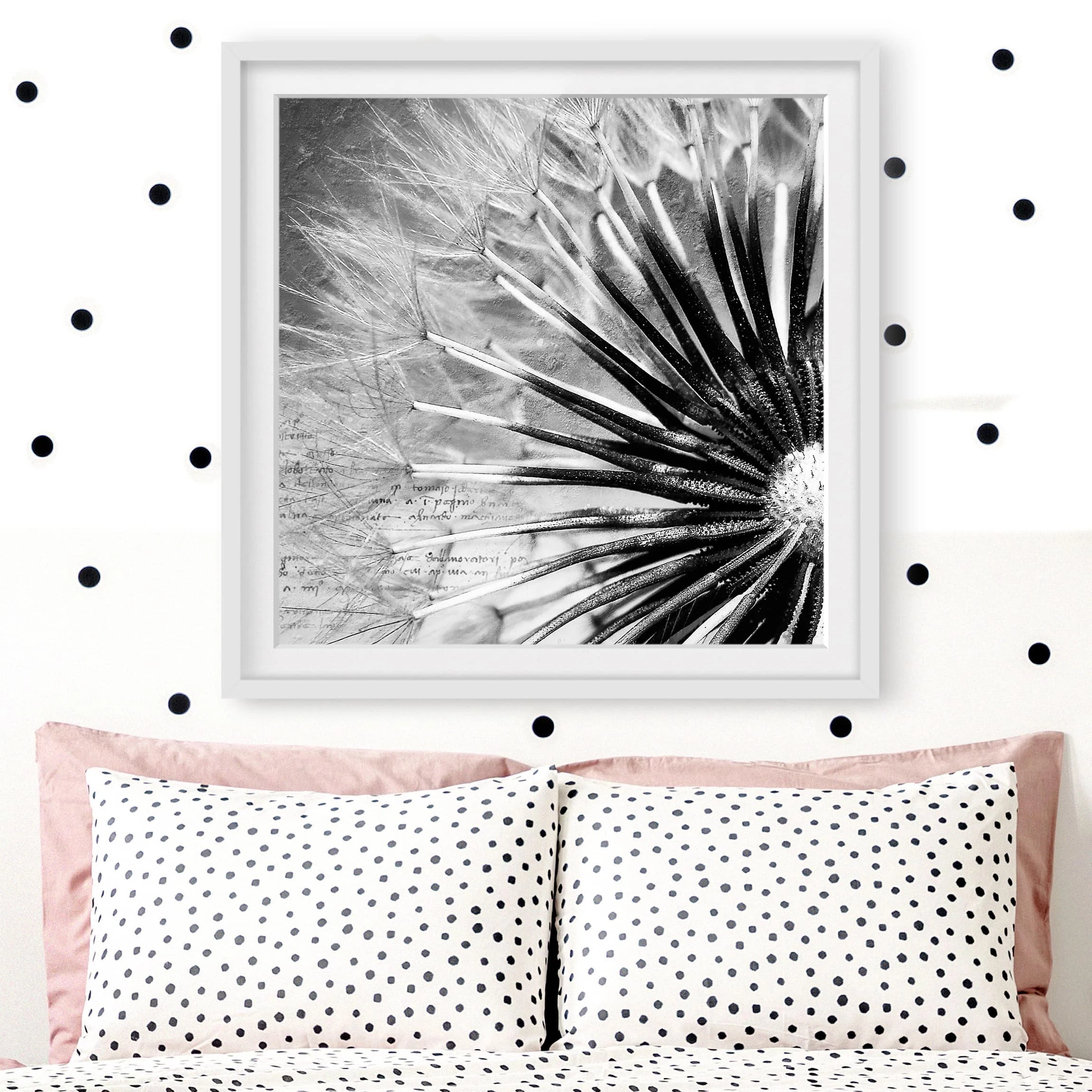 Bilderwelten Tableau déco pissenlit noir et blanc II - Partiellement en pin massif - Blanc - 70 x 70 cm – Image 3