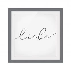 Bilderwelten Impression d’art calligraphie Liebe III - Partiellement en pin massif - Gris - 70 x 70 cm