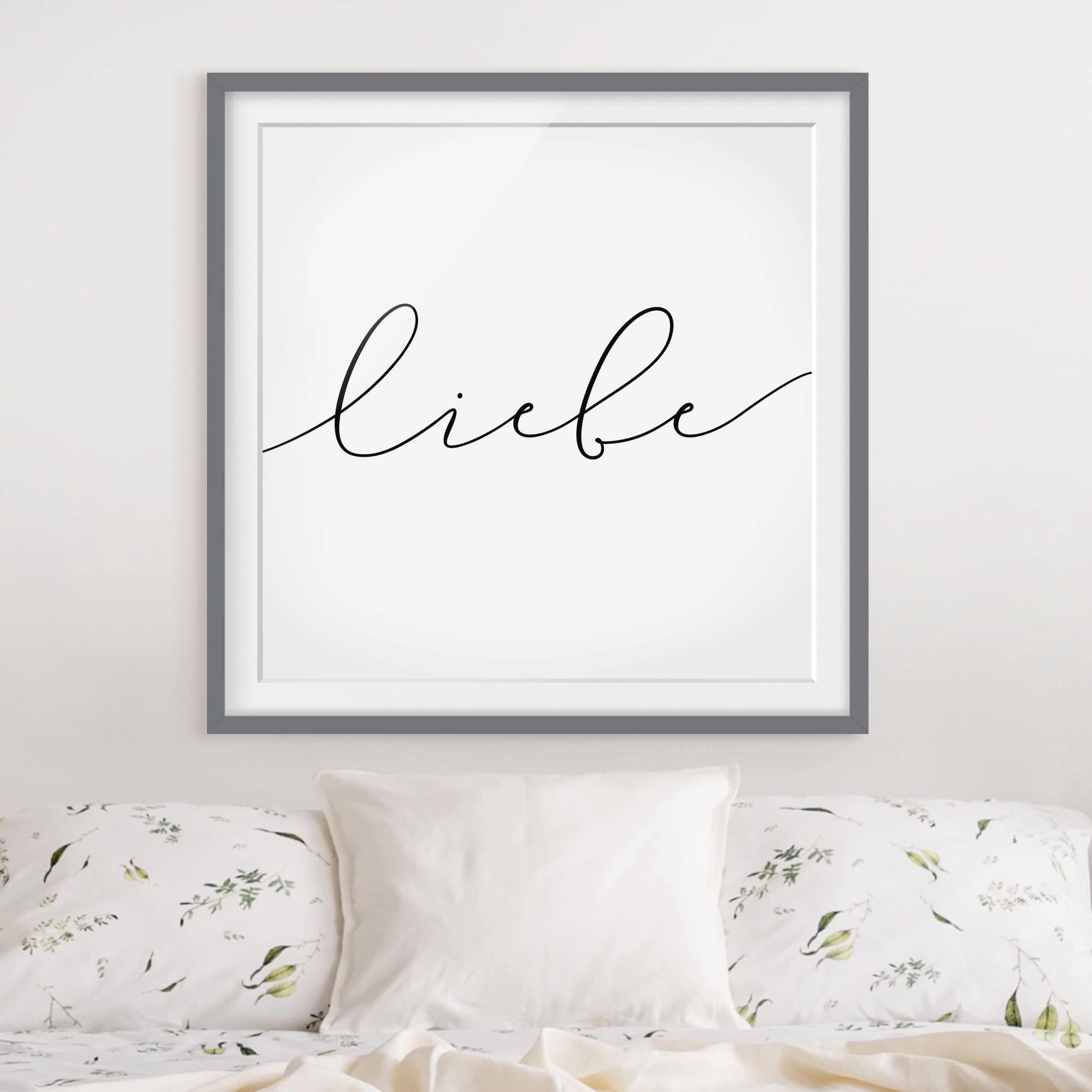 Bilderwelten Impression d’art calligraphie Liebe III - Partiellement en pin massif - Gris - 70 x 70 cm – Image 3