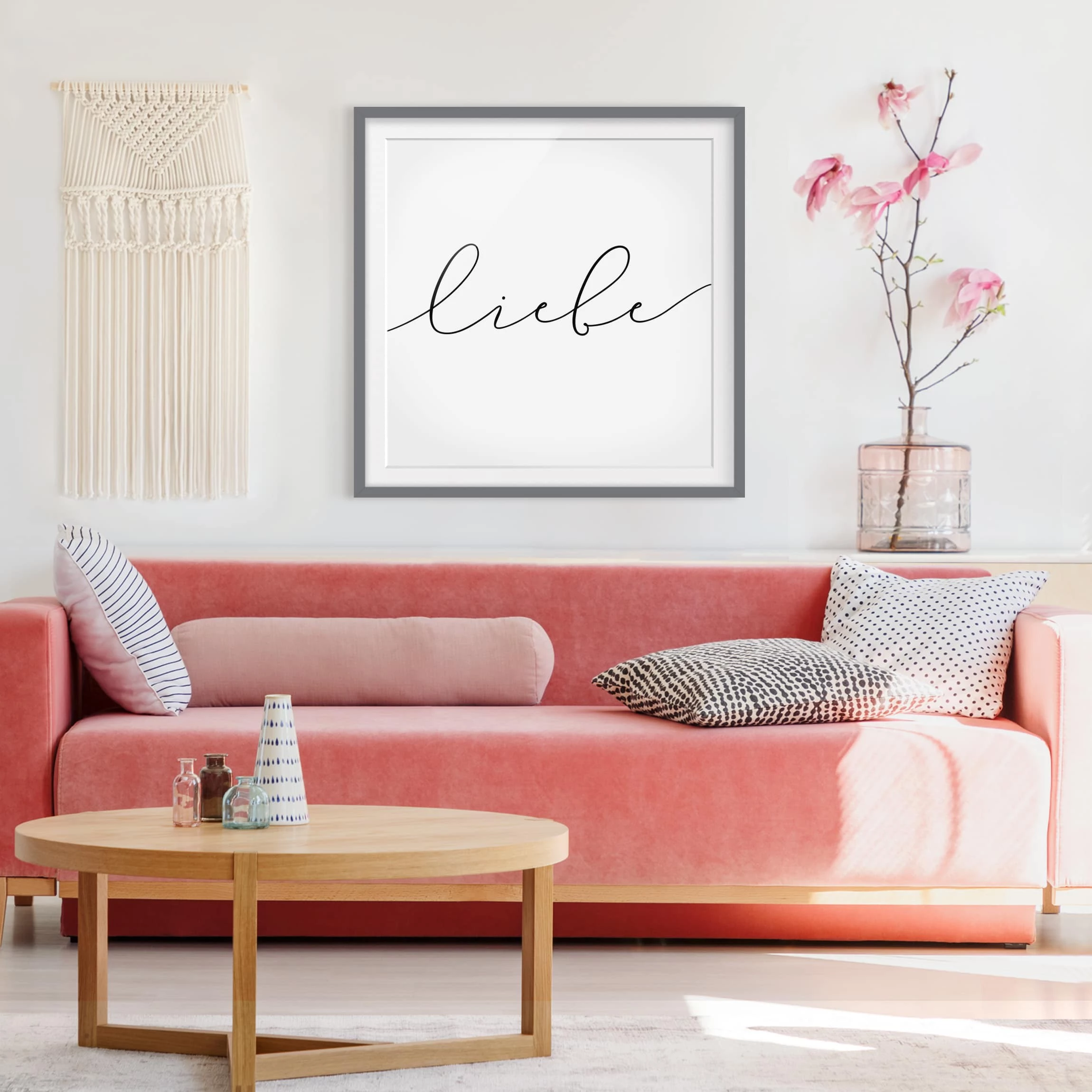 Bilderwelten Impression d’art calligraphie Liebe III - Partiellement en pin massif - Gris - 70 x 70 cm – Image 5