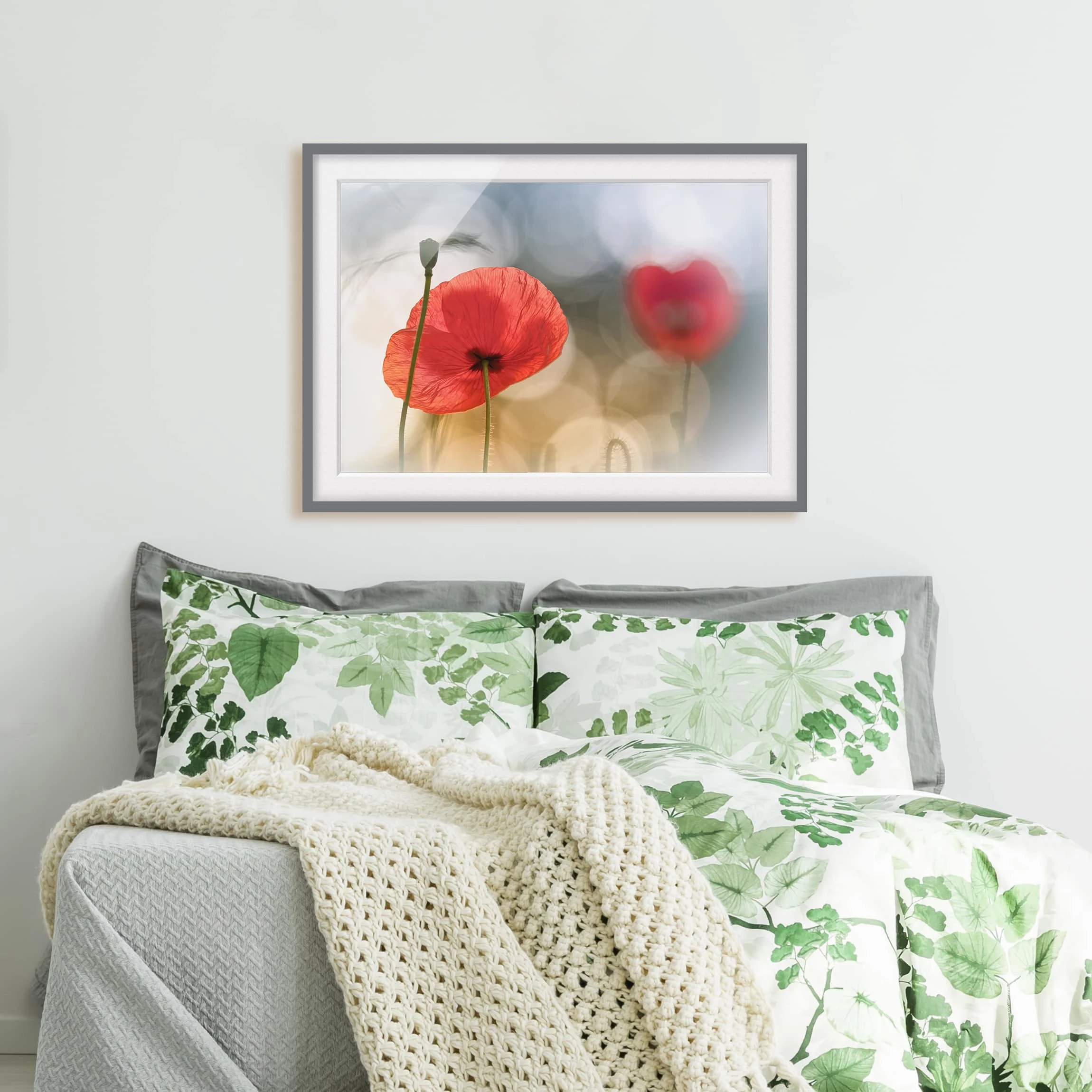 Bilderwelten Tableau déco coquelicots le matin III - Partiellement en pin massif - Gris - 70 x 50 cm – Image 5