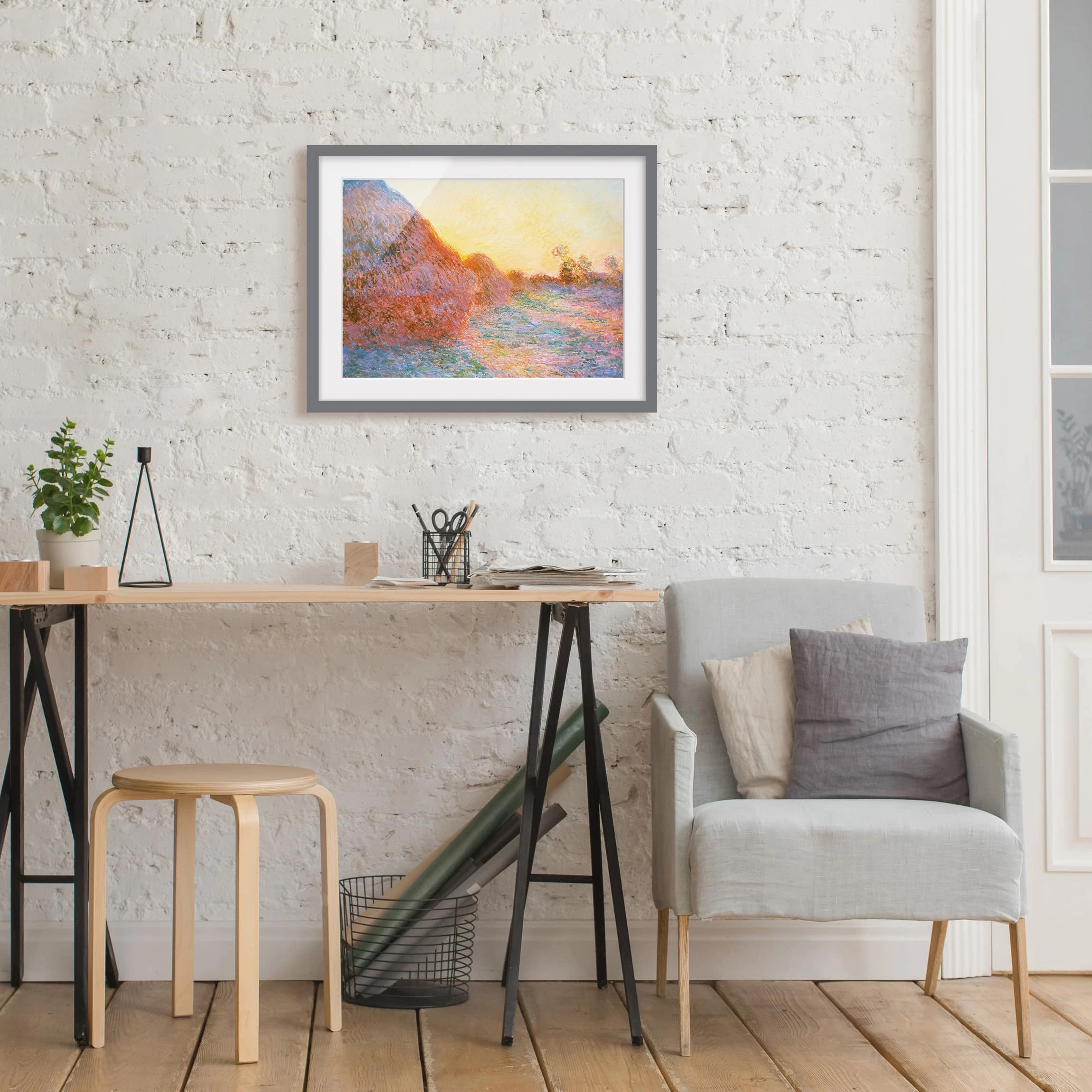 Bilderwelten Impression d’art meules III - Partiellement en pin massif - Gris - 100 x 70 cm – Image 5