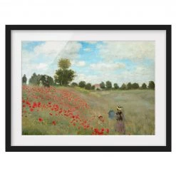 Bilderwelten Impression d’art coquelicots I - Pin massif - Noir - 40 x 30 cm