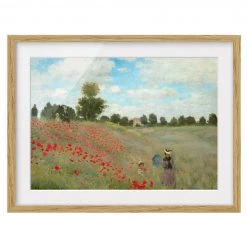 Bilderwelten Impression d’art coquelicots IV - Partiellement en chêne massif - Chêne - 70 x 50 cm