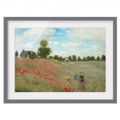 Bilderwelten Impression d’art coquelicots III - Partiellement en pin massif - Gris - 70 x 50 cm