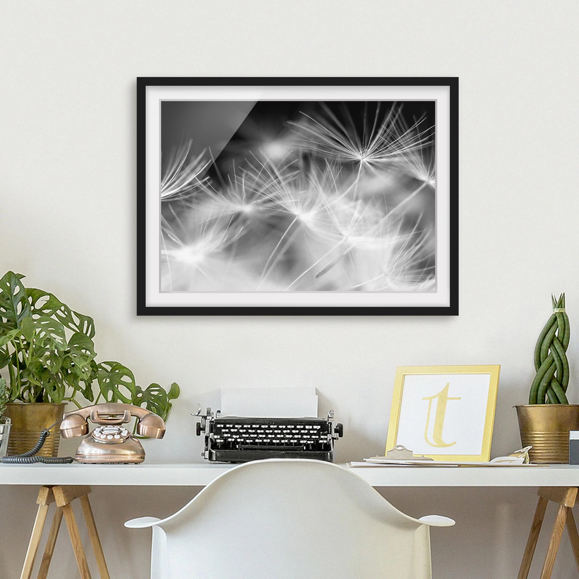 Bilderwelten Tableau déco pissenlit I - Pin massif - Noir - 70 x 50 cm – Image 4