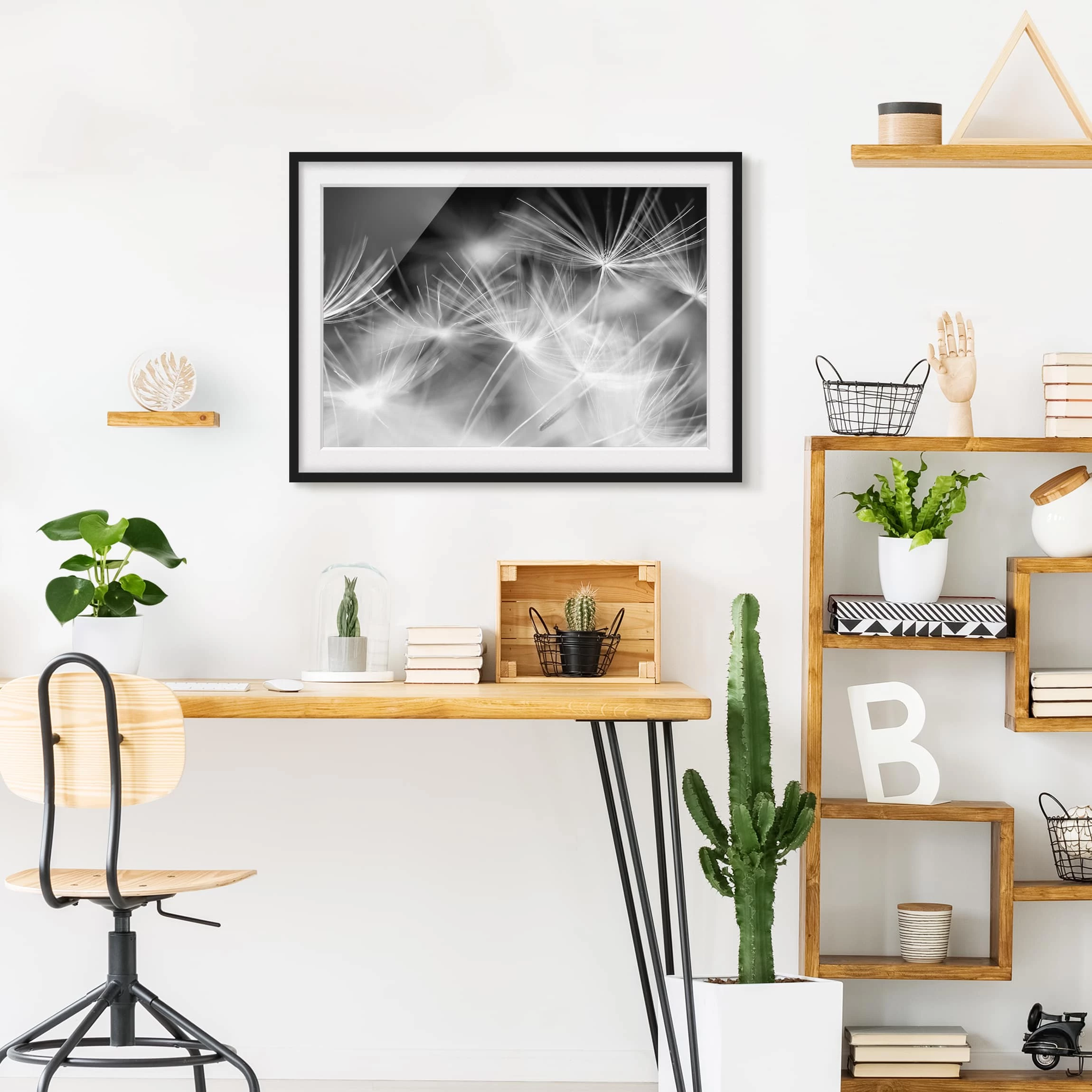 Bilderwelten Tableau déco pissenlit I - Pin massif - Noir - 70 x 50 cm – Image 5