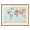 Bilderwelten Tableau déco mappemonde géopolitique IV - Partiellement en chêne massif - Chêne - 55 x 40 cm
