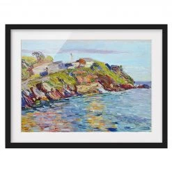 Bilderwelten Impression d’art la baie de Rapallo I - Pin massif - Noir - 100 x 70 cm