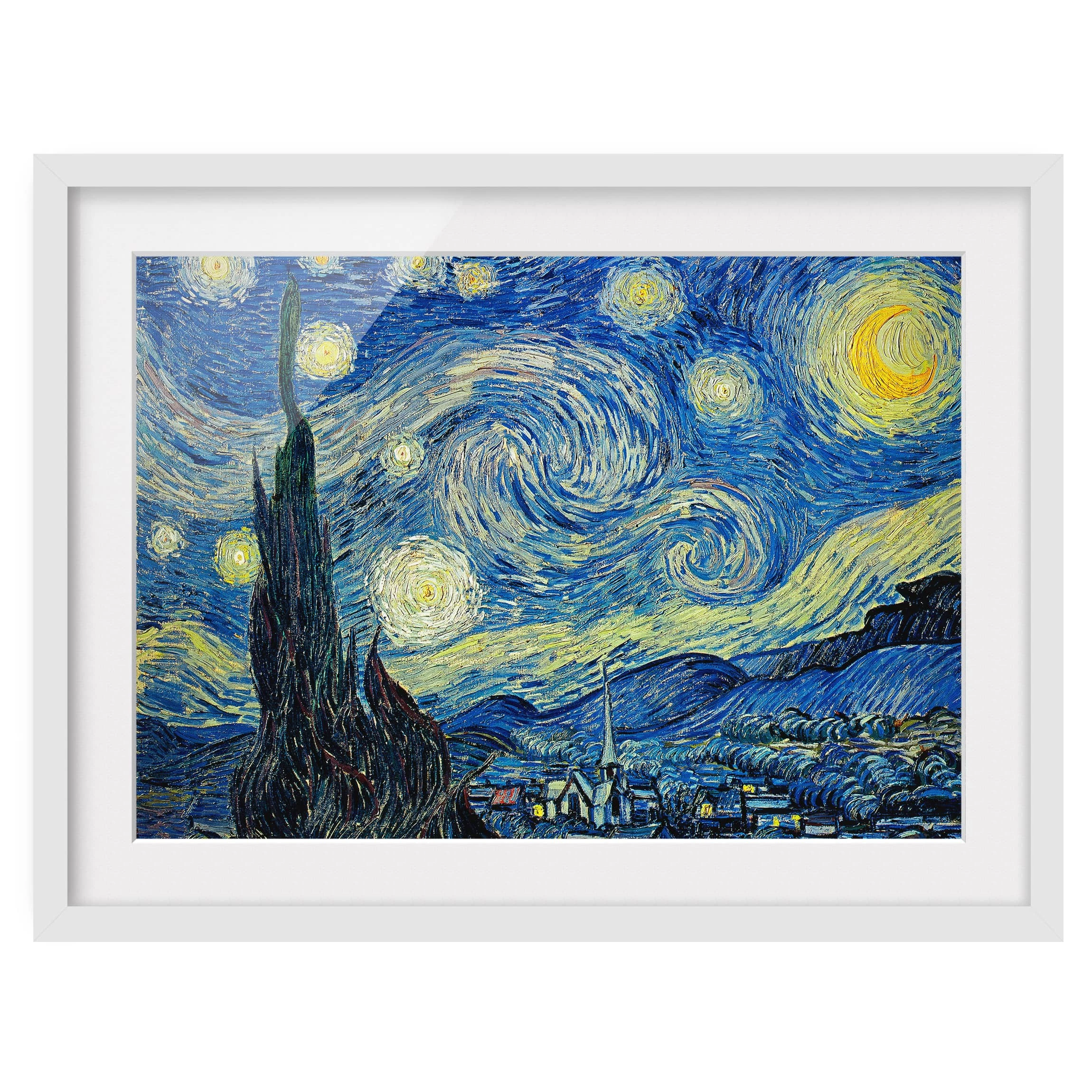 Bilderwelten Impression d’art la nuit étoilée II - Partiellement en pin massif - Blanc - 40 x 30 cm