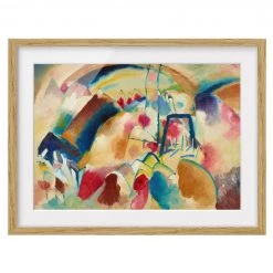 Bilderwelten Impression d’art paysage avec église IV - Partiellement en chêne massif - Chêne - 40 x 30 cm