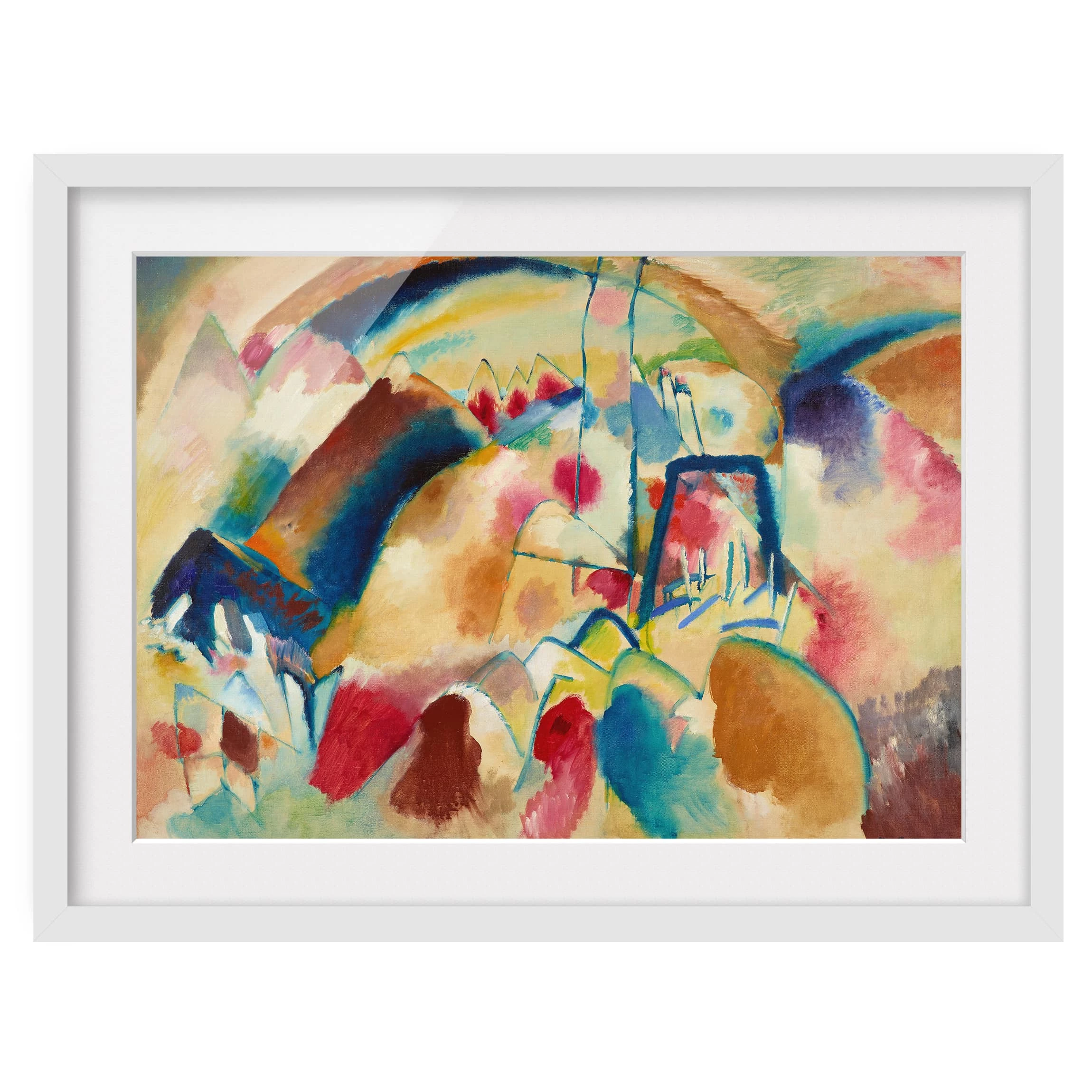 Bilderwelten Impression d’art paysage avec église II - Partiellement en pin massif - Blanc - 100 x 70 cm