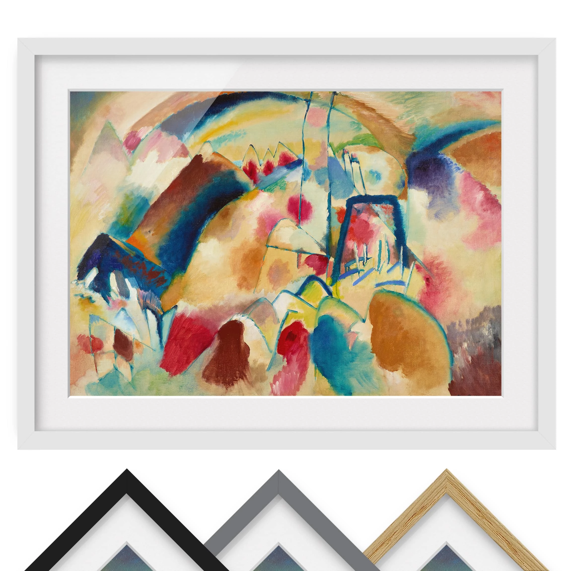 Bilderwelten Impression d’art paysage avec église II - Partiellement en pin massif - Blanc - 100 x 70 cm – Image 2