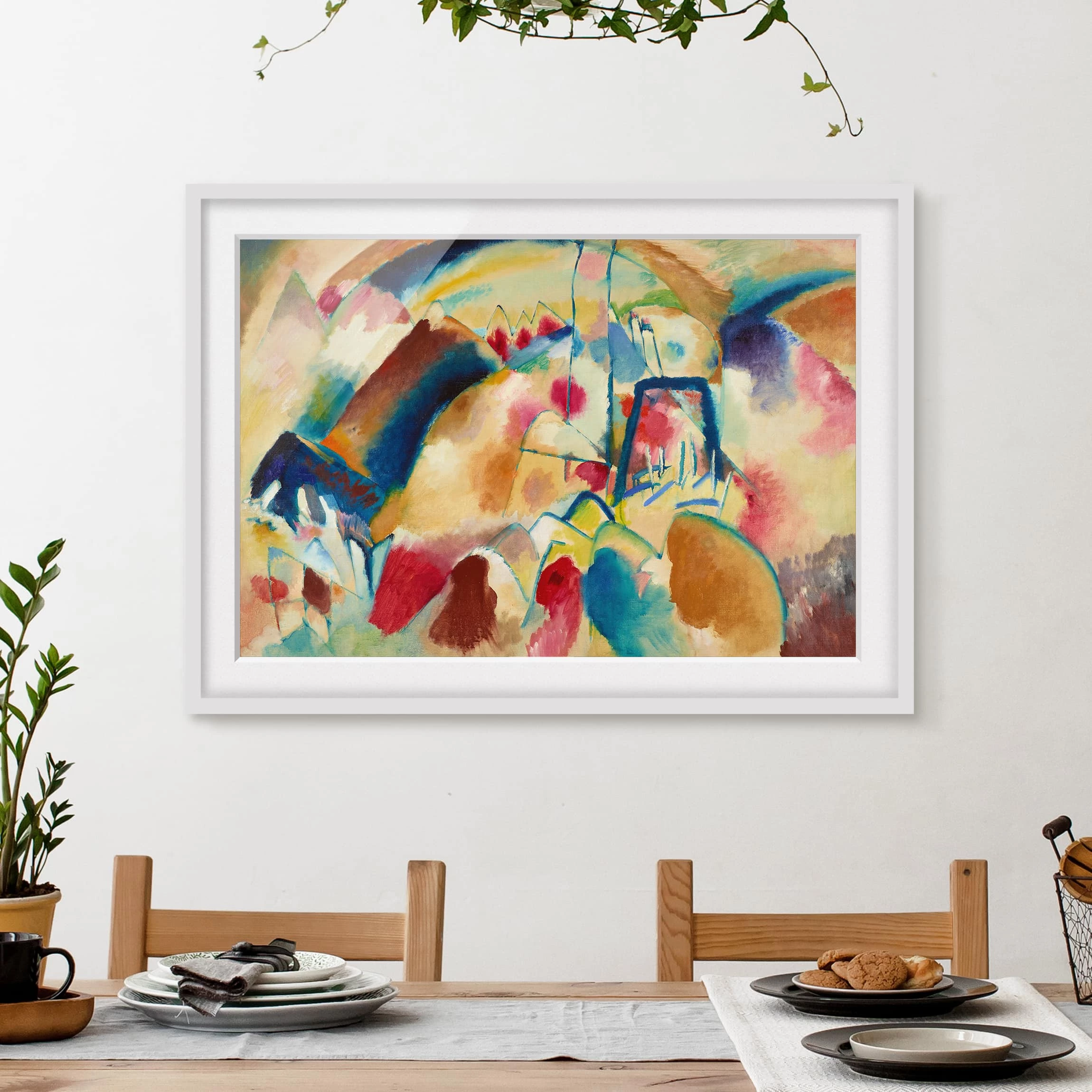 Bilderwelten Impression d’art paysage avec église II - Partiellement en pin massif - Blanc - 100 x 70 cm – Image 4