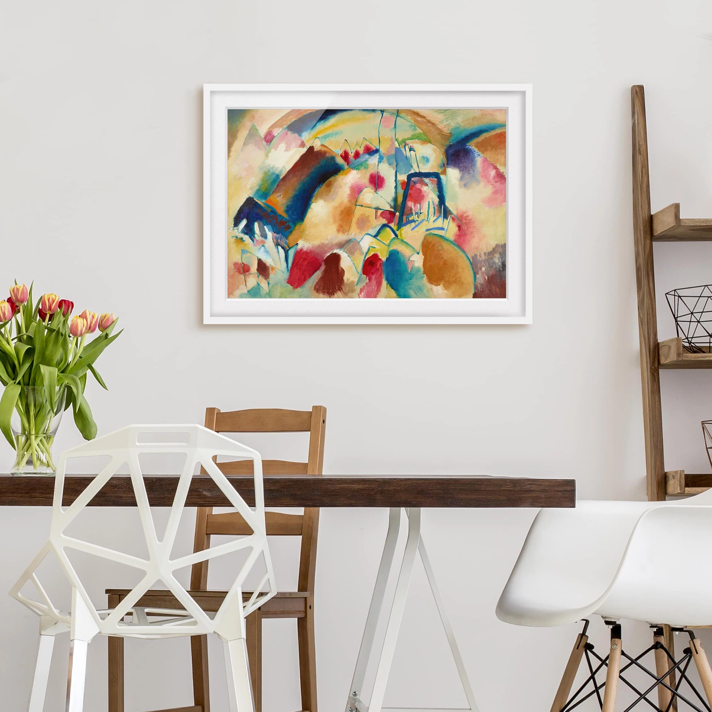 Bilderwelten Impression d’art paysage avec église II - Partiellement en pin massif - Blanc - 100 x 70 cm – Image 5