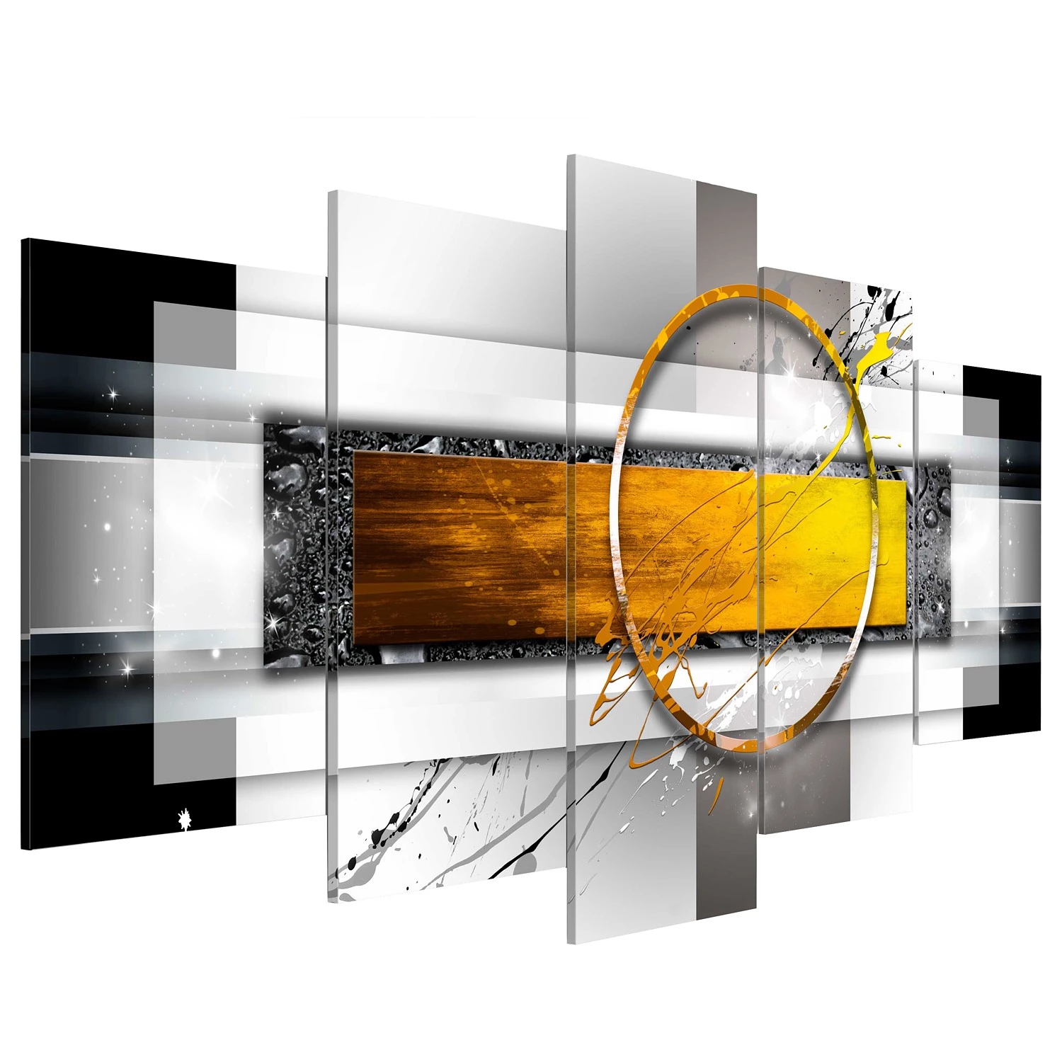 Artgeist Tableau déco plexiglas Golden Shot - Plexiglas - Noir / Jaune - 100 x 50 cm